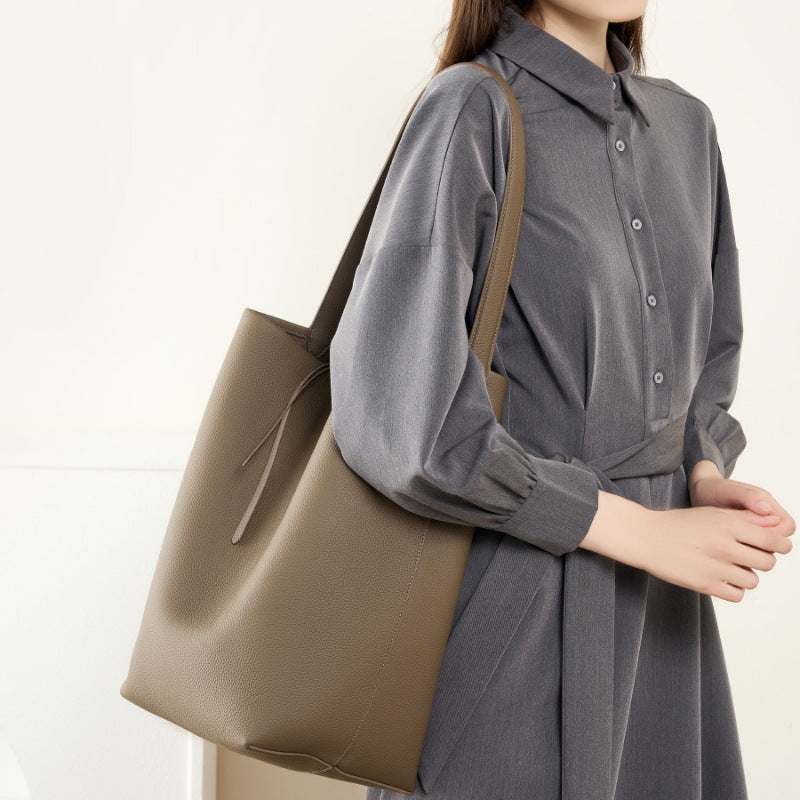 Ideluxe™ – Minimalist Large Capacity Leather Bucket Bag