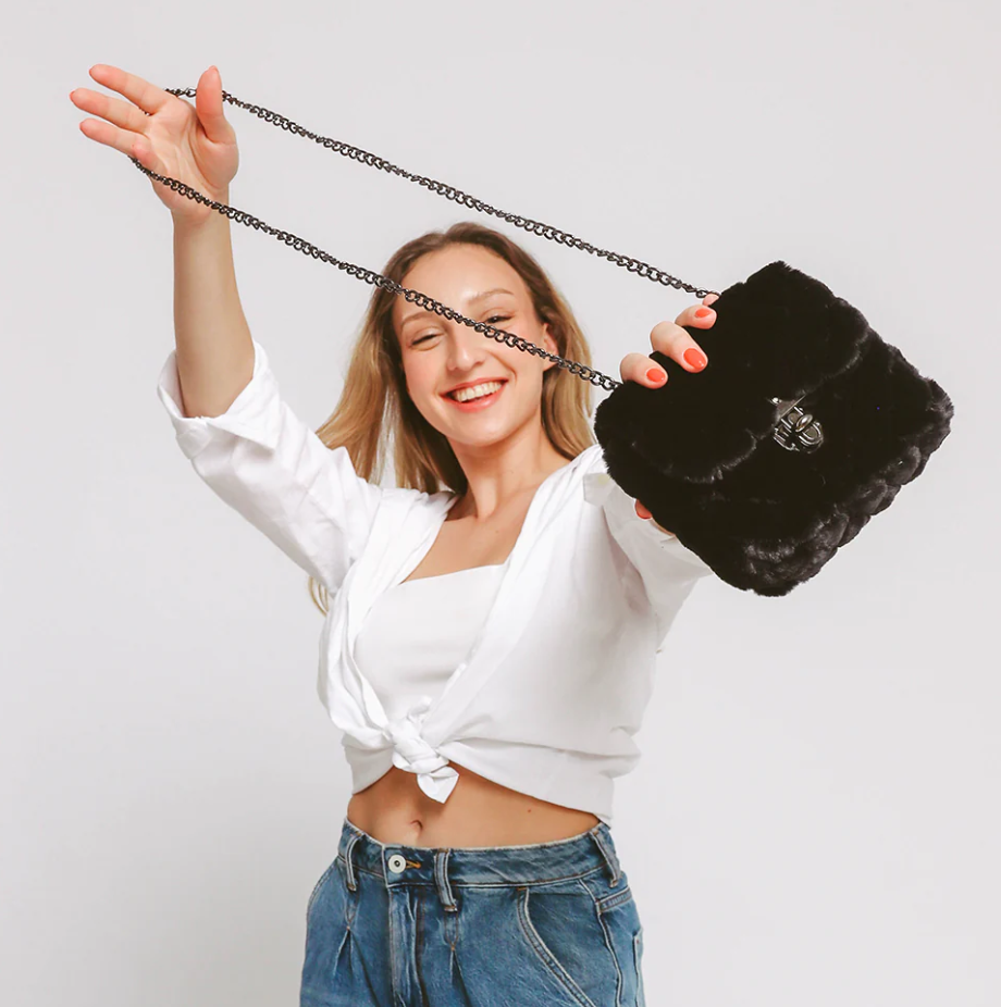 Small faux leather bag, ART2275, black