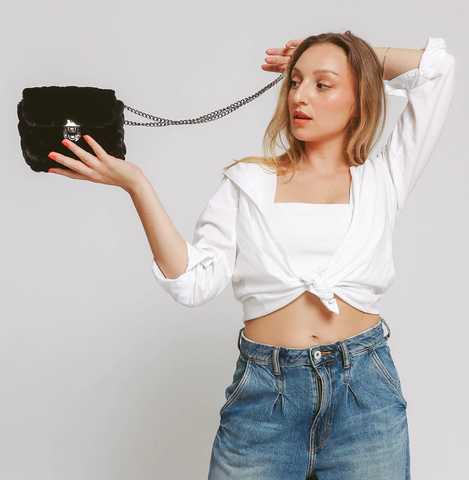 Small faux leather bag, ART2275, black