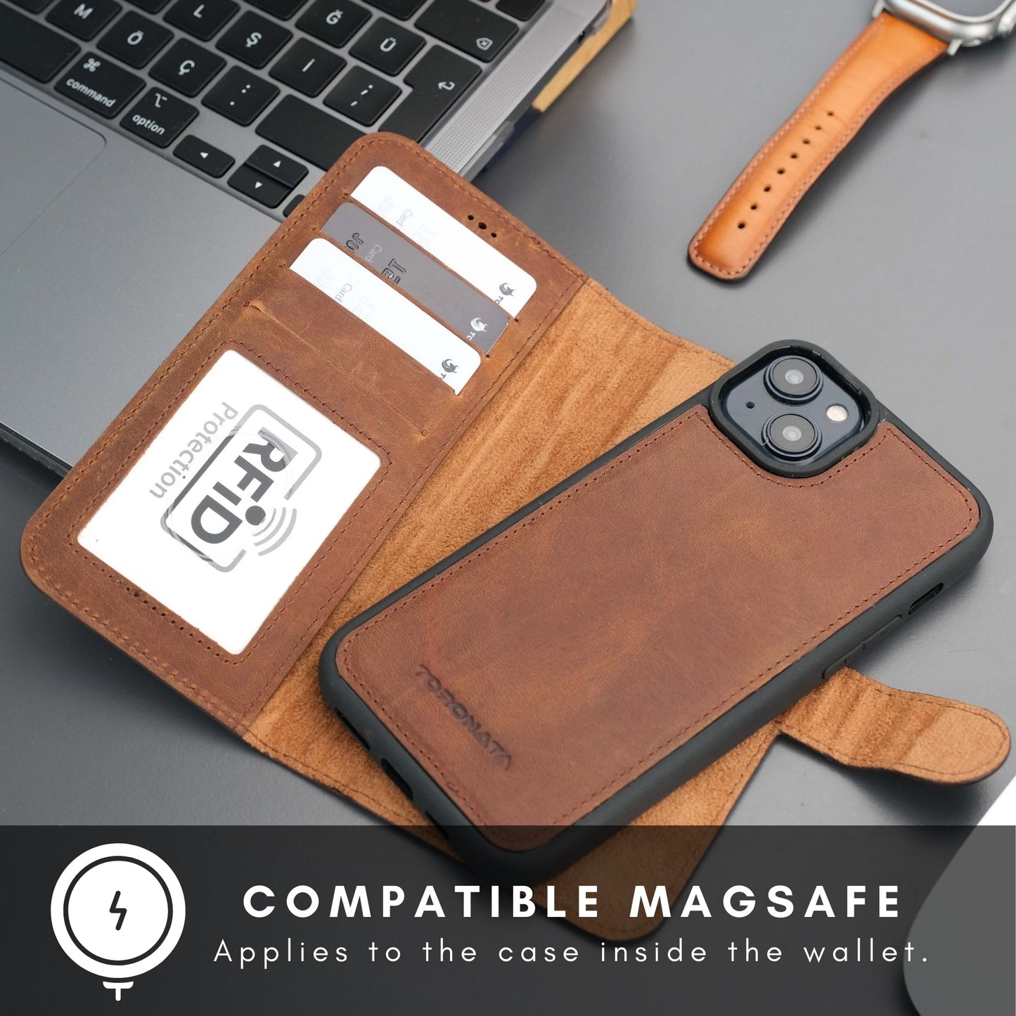 Casper Leather iPhone 14 Wallet Case | MagSafe