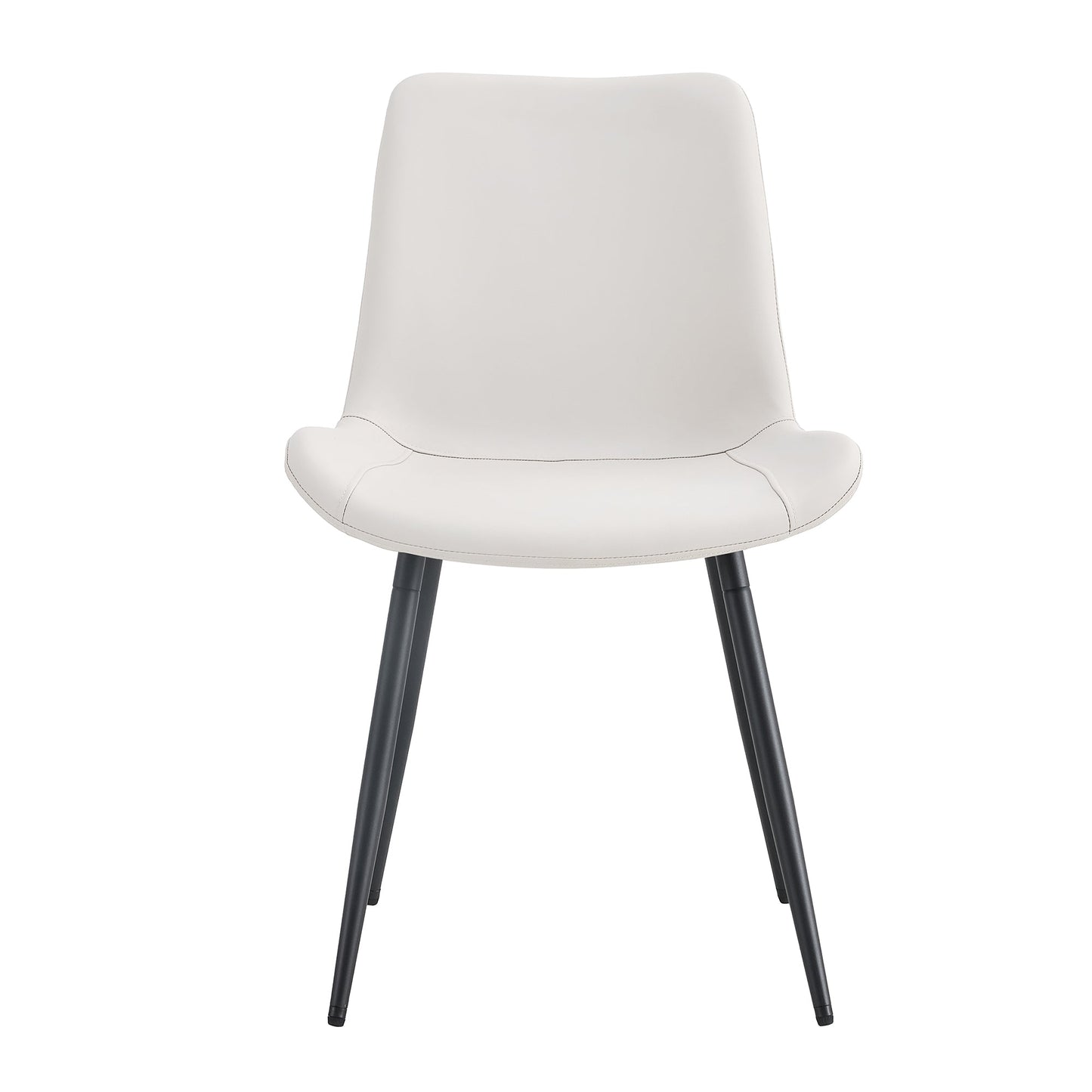 Modern Faux Leather Dining Chair with Black Metal Legs, Curved Widened