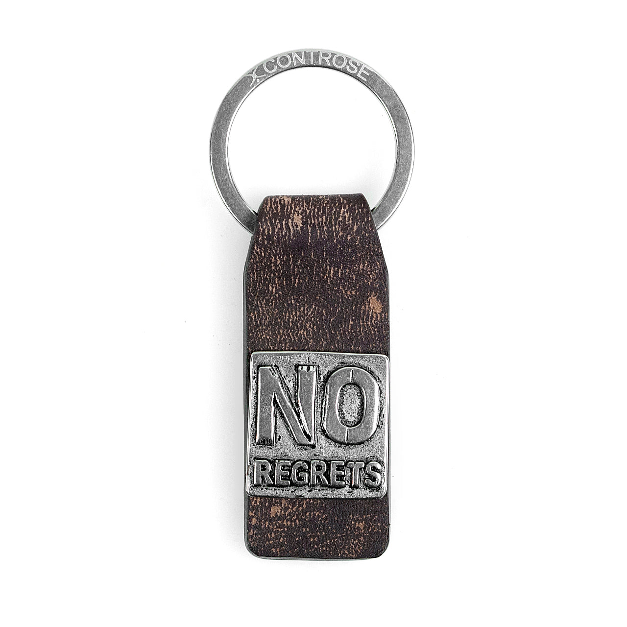 Leather Keychain With Message - NO REGRETS