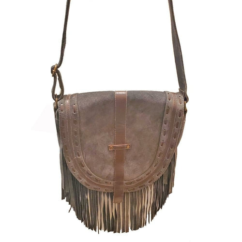 Leather Boho Fringe Suede Tassel Crossbody Bag – 100% Genuine Leather with Adjustable Strap