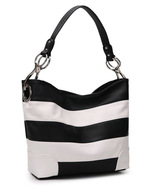 MKF Collection Emily Vegan Leather Hobo Bag – Soft Stripe Shoulder Handbag by Mia K USA