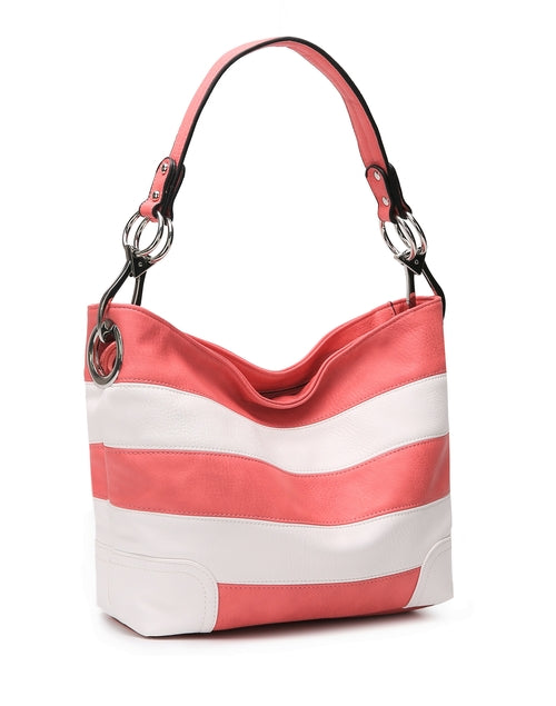MKF Collection Emily Vegan Leather Hobo Bag – Soft Stripe Shoulder Handbag by Mia K USA