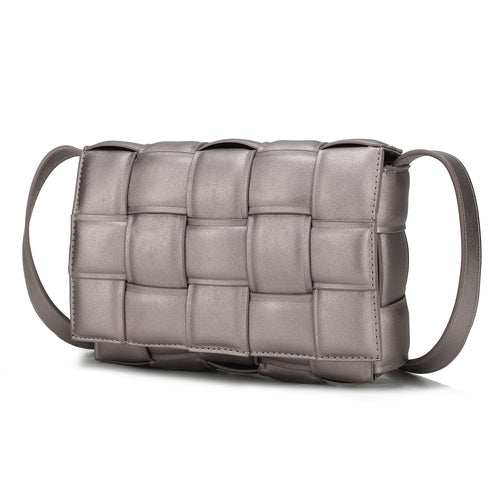 Ginger Woven Vegan Leather Women’s Shoulder Bag – Crossbody Handbag with Gold-Tone Accents