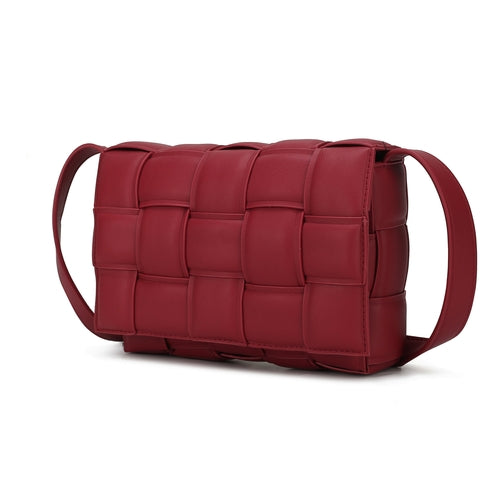 Ginger Woven Vegan Leather Women’s Shoulder Bag – Crossbody Handbag with Gold-Tone Accents