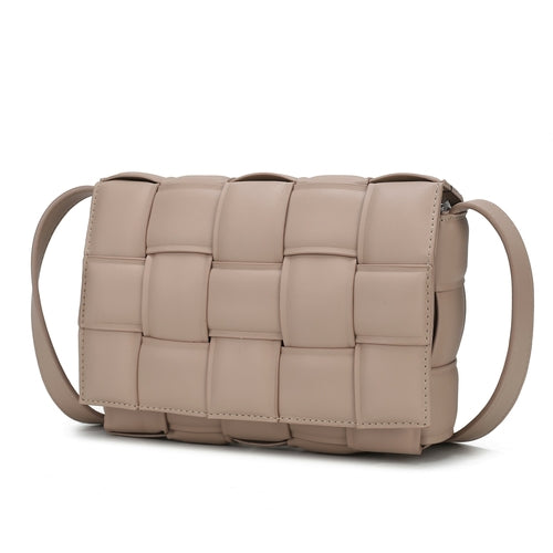 Ginger Woven Vegan Leather Women’s Shoulder Bag – Crossbody Handbag with Gold-Tone Accents