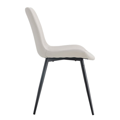 Modern Faux Leather Dining Chair with Black Metal Legs, Curved Widened