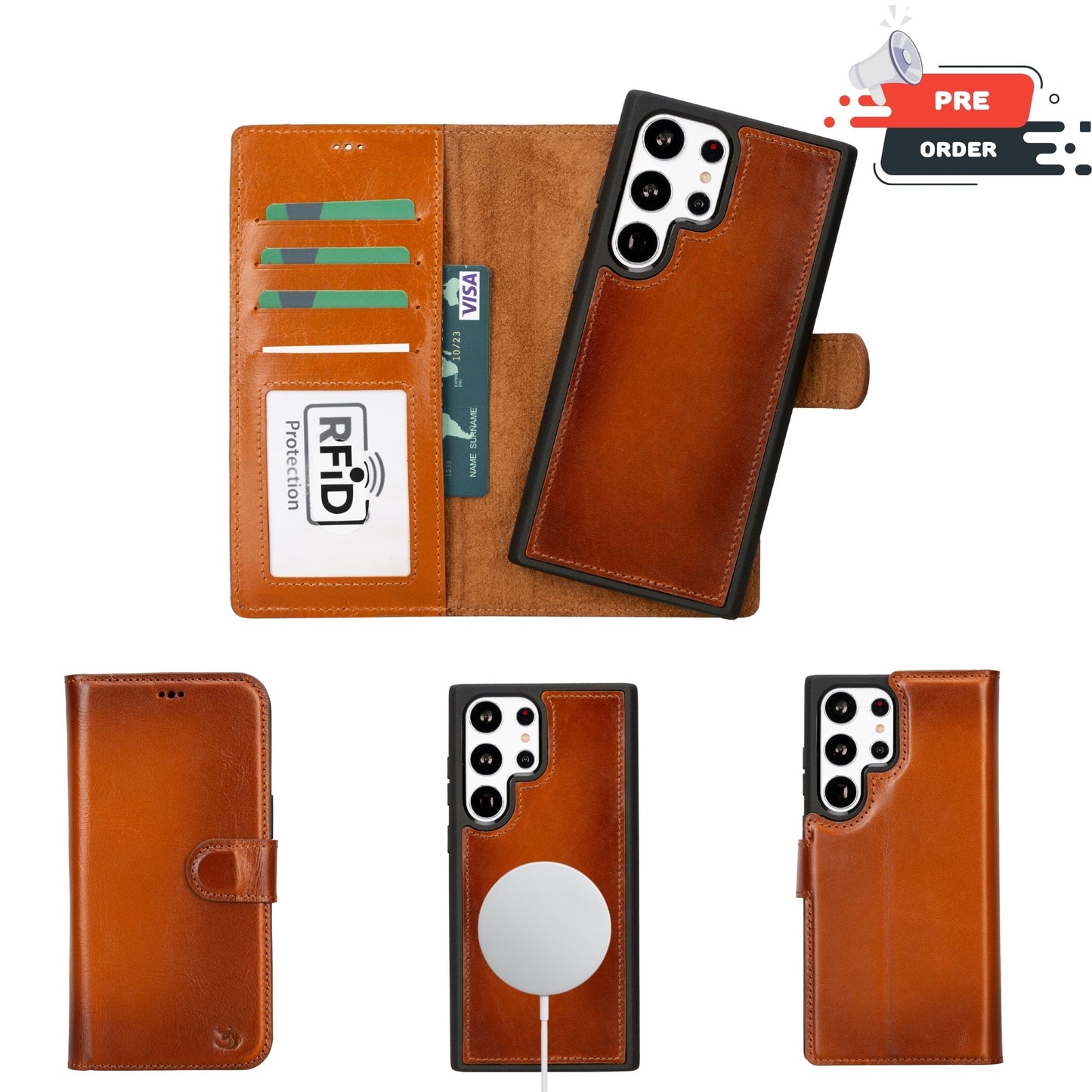 Buffalo Leather Samsung Galaxy S24 Ultra Wallet with Detachable Case