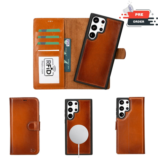 Buffalo Leather Samsung Galaxy S24 Ultra Wallet with Detachable Case