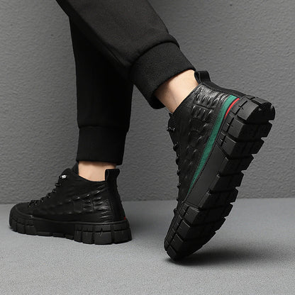 UrbanEdge™ – Men’s High-Top Leather Boots with Warm Lining