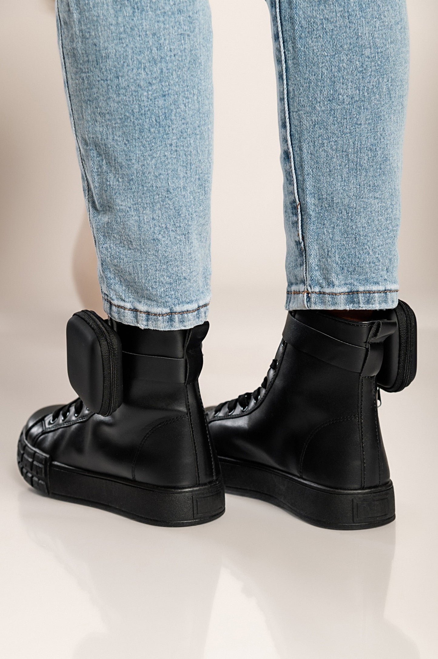 Faux Leather Fashion Sneakers Cores, Black