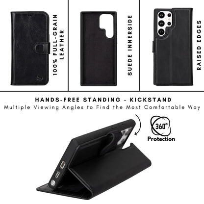 Buffalo Leather Samsung Galaxy S24 Ultra Wallet with Detachable Case