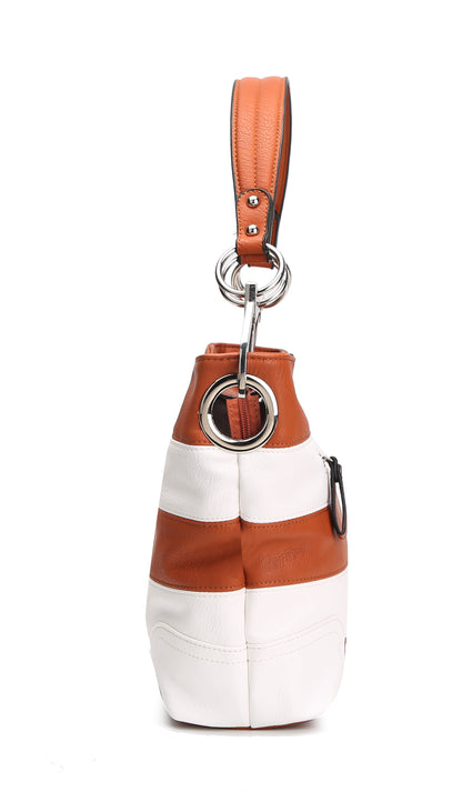 MKF Collection Emily Vegan Leather Hobo Bag – Soft Stripe Shoulder Handbag by Mia K USA
