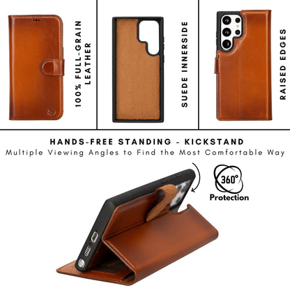 Buffalo Leather Samsung Galaxy S24 Ultra Wallet with Detachable Case