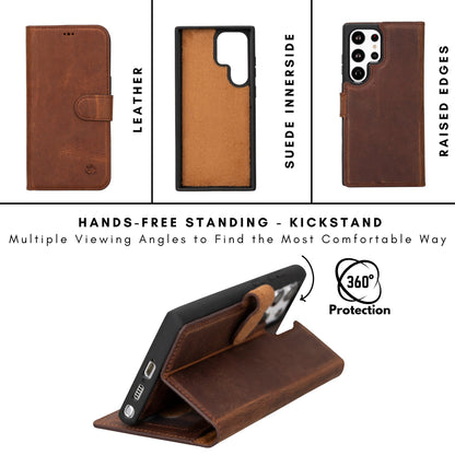 Buffalo Leather Samsung Galaxy S24 Ultra Wallet with Detachable Case