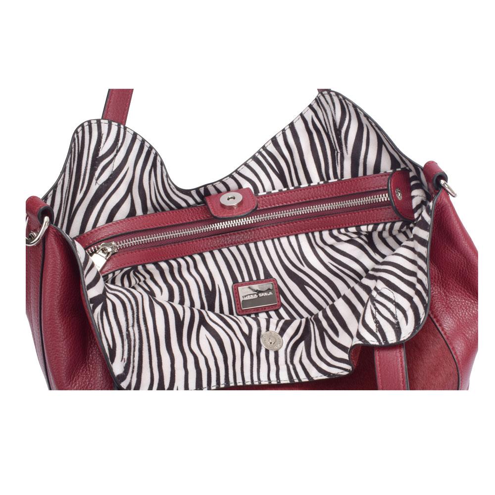 Maria Carla Women’s Luxury Leather Handbag – Flavia Smooth Leather Structured Tote with Horsehair Detail