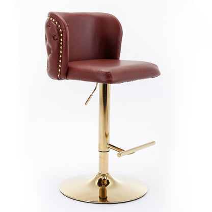 LuneluX_Home – Modern PU Leather Swivel Barstools (Set of 2, Burgundy)