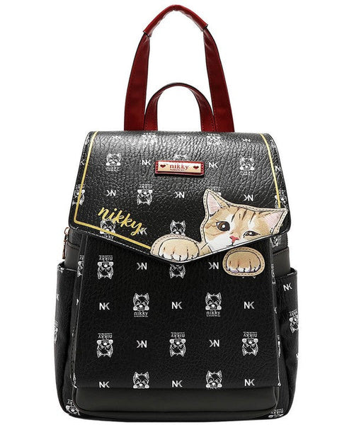 Nicole Lee USA Cat Eco-Leather Convertible Backpack Bag – Sustainable Women’s Shoulder & Backpack Purse