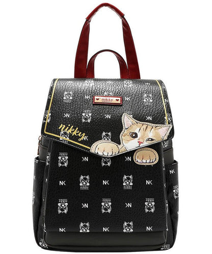 Nicole Lee USA Cat Eco-Leather Convertible Backpack Bag – Sustainable Women’s Shoulder & Backpack Purse