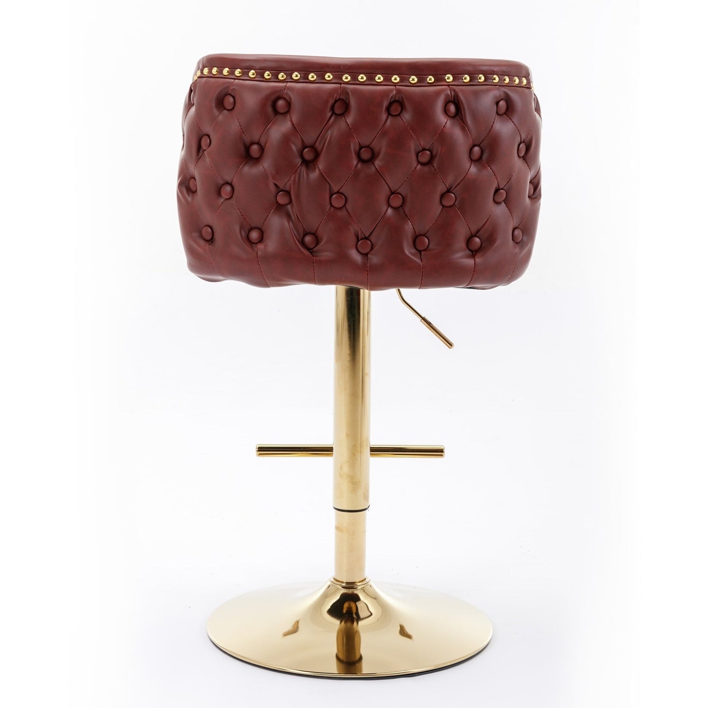 LuneluX_Home – Modern PU Leather Swivel Barstools (Set of 2, Burgundy)