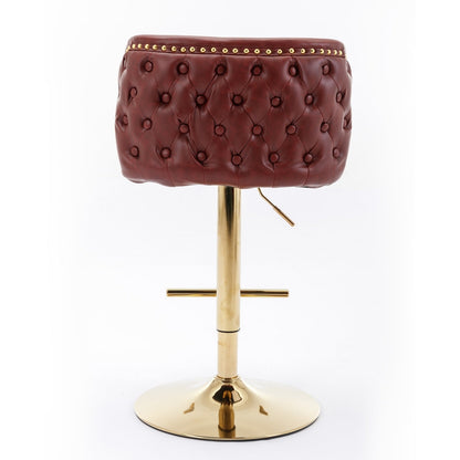 LuneluX_Home – Modern PU Leather Swivel Barstools (Set of 2, Burgundy)