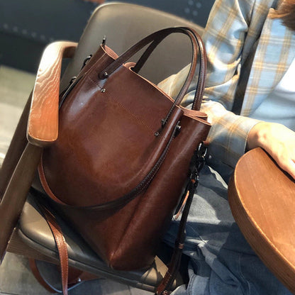SolunaWeave™ – Heritage Luxe Leather Tote