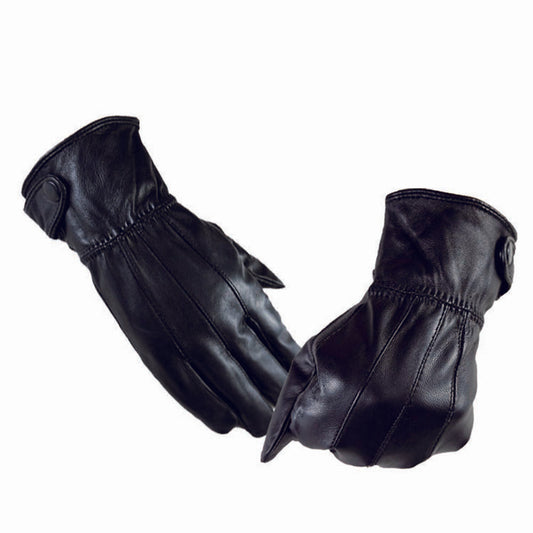 Men’s Full Hand Black Leather Gloves – Winter Warm & Touchscreen Compatible
