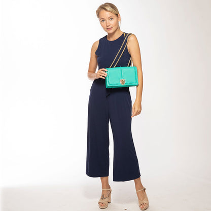 Josie Green Leather Bag with Chain Strap – Women’s Crossbody & Shoulder Purse