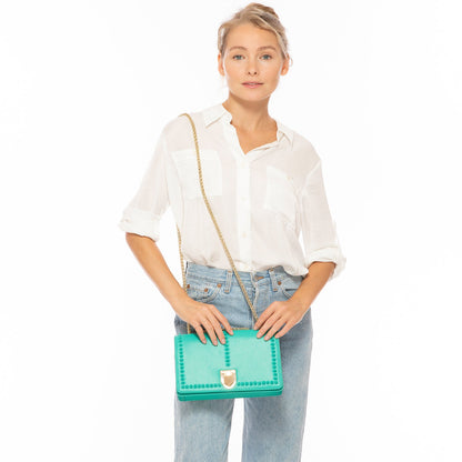 Josie Green Leather Bag with Chain Strap – Women’s Crossbody & Shoulder Purse