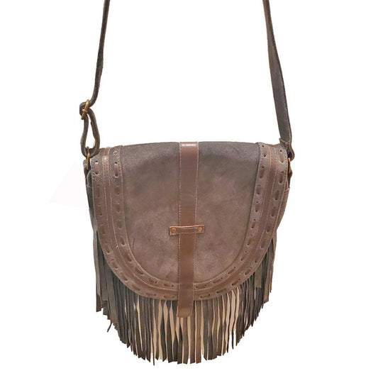 Leather Boho Fringe Suede Tassel Crossbody Bag – 100% Genuine Leather with Adjustable Strap