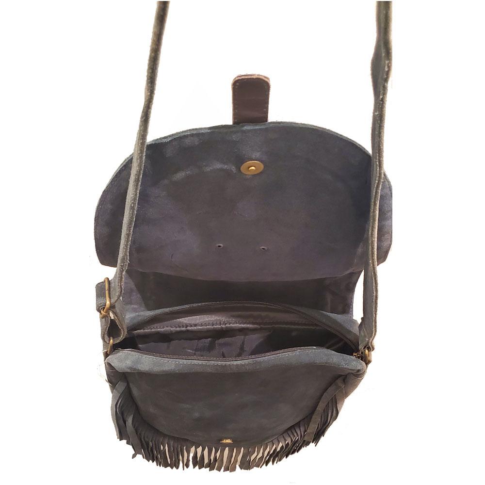 Leather Boho Fringe Suede Tassel Crossbody Bag – 100% Genuine Leather with Adjustable Strap
