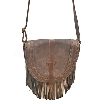 Leather Boho Fringe Suede Tassel Crossbody Bag – 100% Genuine Leather with Adjustable Strap