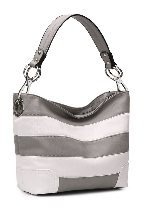 MKF Collection Emily Vegan Leather Hobo Bag – Soft Stripe Shoulder Handbag by Mia K USA