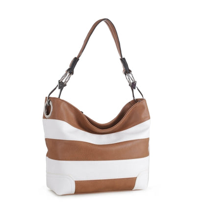 MKF Collection Emily Vegan Leather Hobo Bag – Soft Stripe Shoulder Handbag by Mia K USA