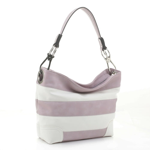 MKF Collection Emily Vegan Leather Hobo Bag – Soft Stripe Shoulder Handbag by Mia K USA