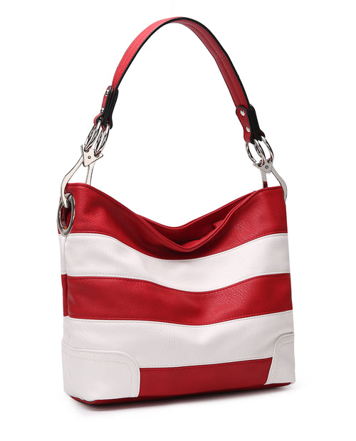 MKF Collection Emily Vegan Leather Hobo Bag – Soft Stripe Shoulder Handbag by Mia K USA