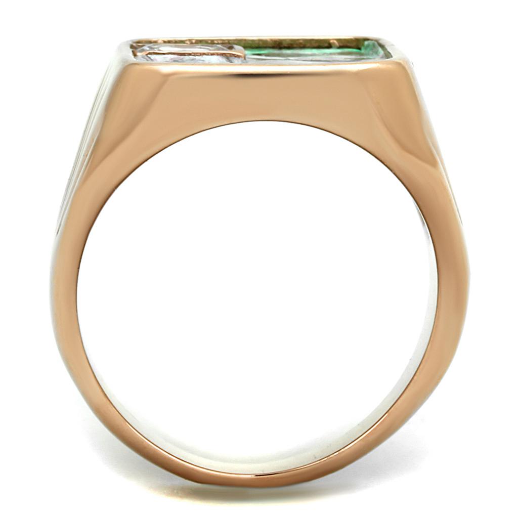 TK2737 - IP Rose Gold(Ion Plating) Stainless Steel Ring with Leather