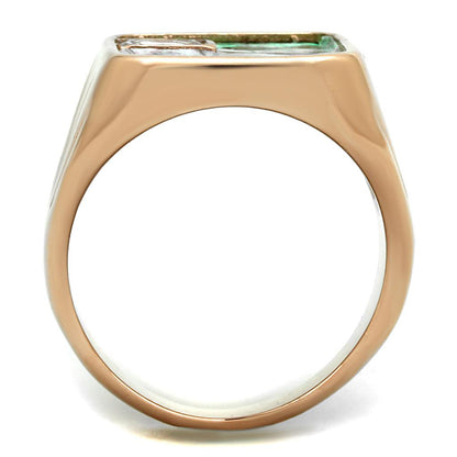 TK2737 - IP Rose Gold(Ion Plating) Stainless Steel Ring with Leather