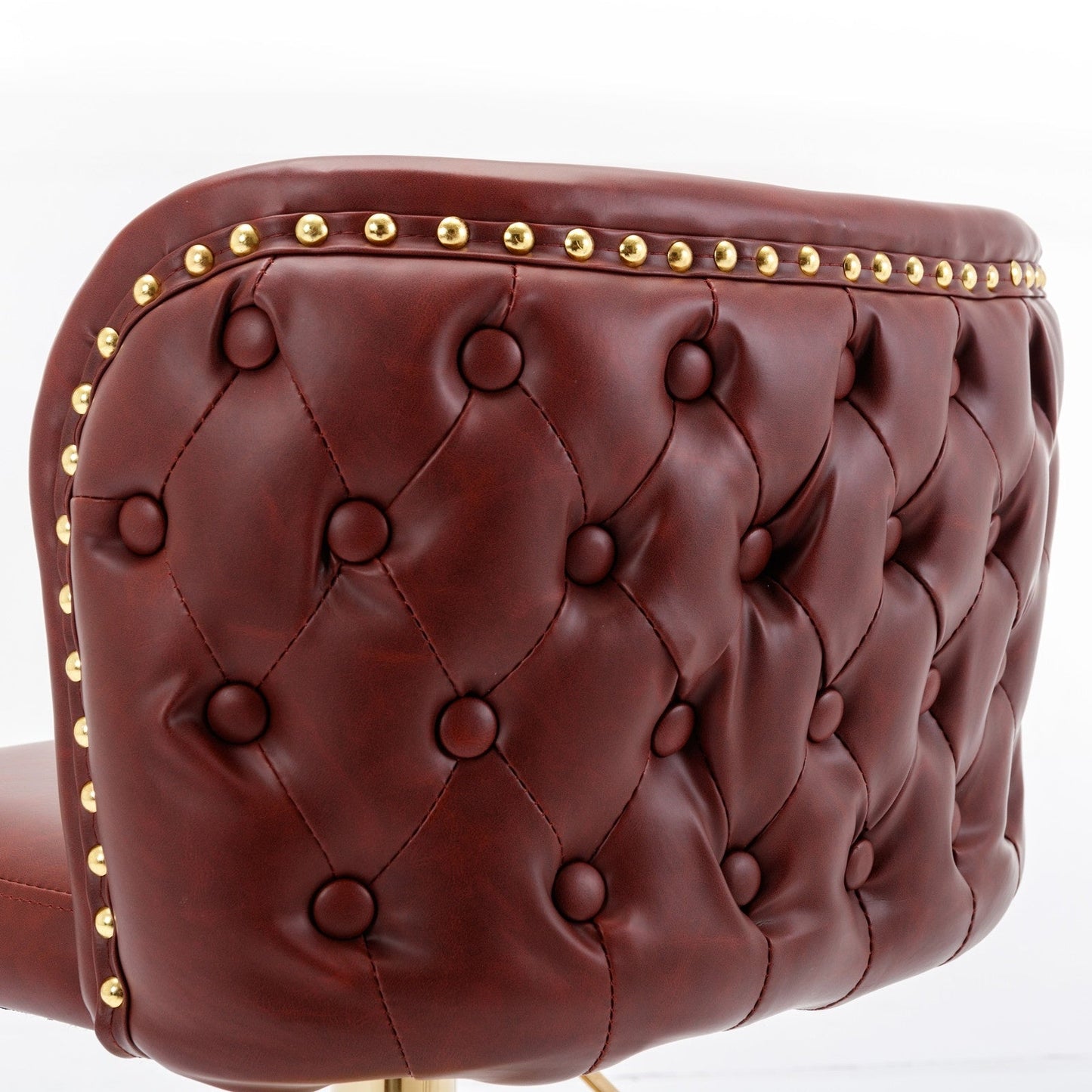 LuneluX_Home – Modern PU Leather Swivel Barstools (Set of 2, Burgundy)