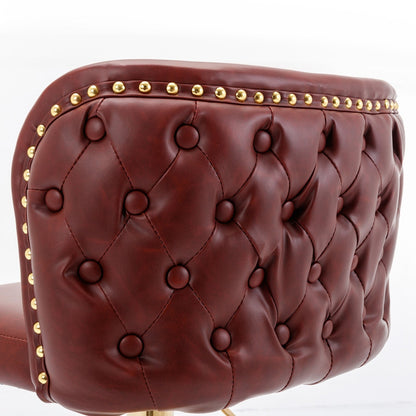 LuneluX_Home – Modern PU Leather Swivel Barstools (Set of 2, Burgundy)