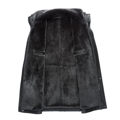 Real Leather Men's Winter Jacket – Thickened & Fleece-Lined Elegance