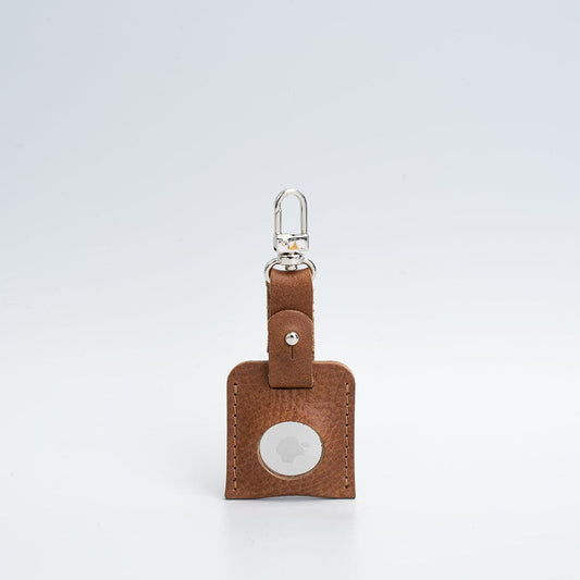 Leather AirTag Bag Charm with Carabiner – Handmade Italian Leather Keychain