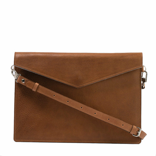 Leather MacBook Bag with Adjustable Strap – Handmade Full-Grain Laptop Sleeve