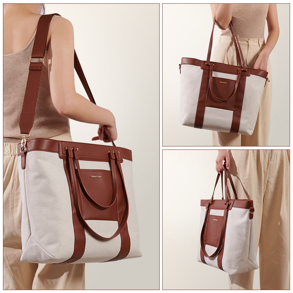 Canvas Tote Diaper Bag – Large Baby Bag with Stroller Clips & Portable Changing Station