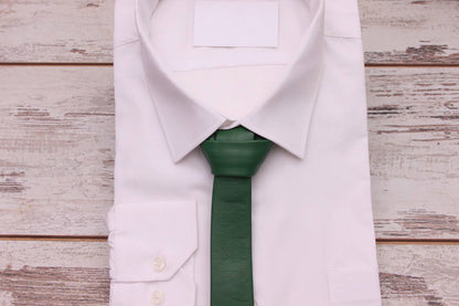 Green Soft Genuine Skinny Tie - Necktie Free Box