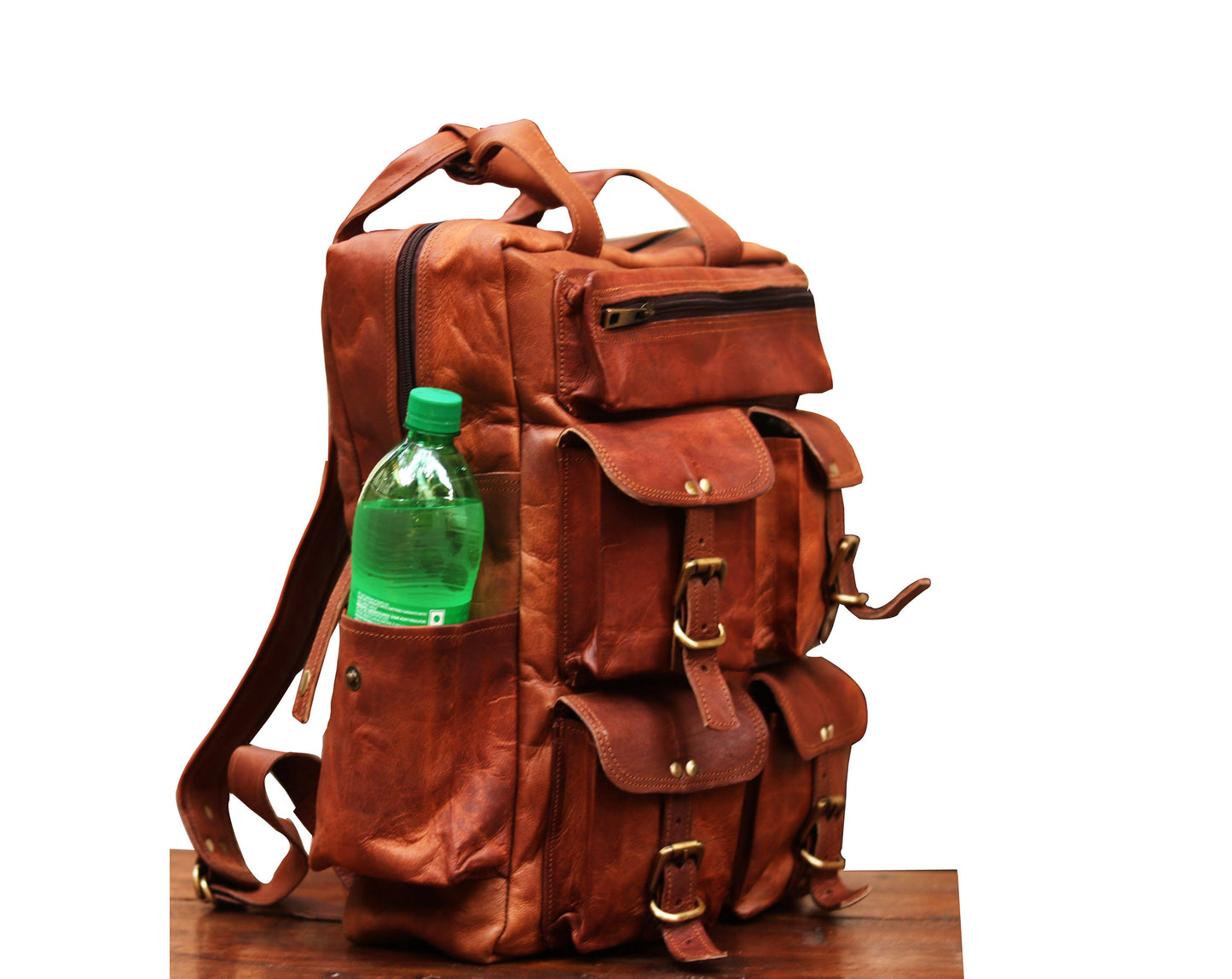 Leather Backpack for Men – 15.6 Inch Laptop Bag, Multi-Pocket Goat Leather Rucksack