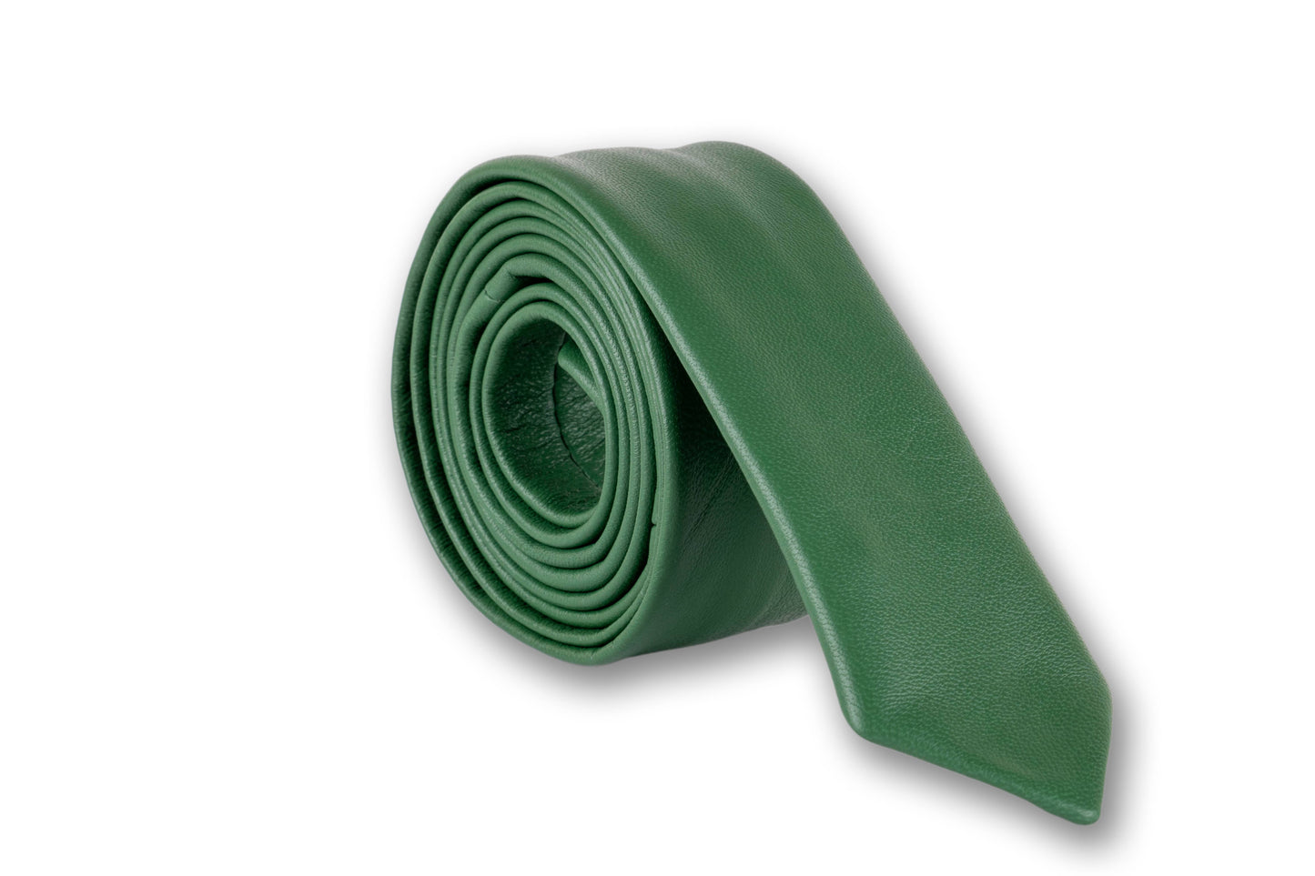Green Soft Genuine Skinny Tie - Necktie Free Box
