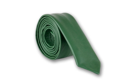 Green Soft Genuine Skinny Tie - Necktie Free Box